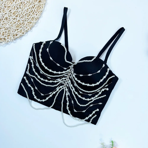 New Diamonds Pearl Chain Crop Top CODE: KAR3845