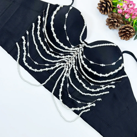 New Diamonds Pearl Chain Crop Top CODE: KAR3845