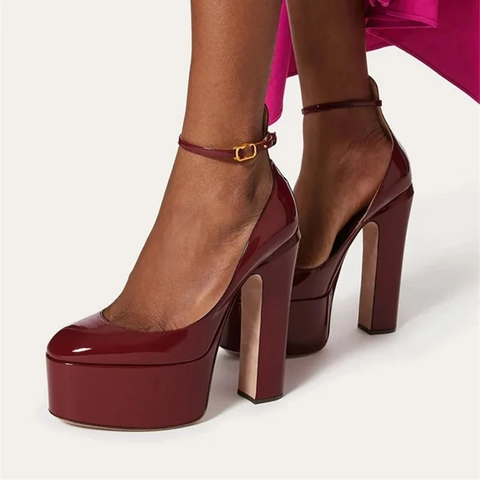 New Super Patent Pumps Round Toe High Heels CODE: KAR3855