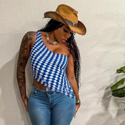 New Fashionable Design Small Cuffed Sleeveless Crossbody Top CODE: KAR3857