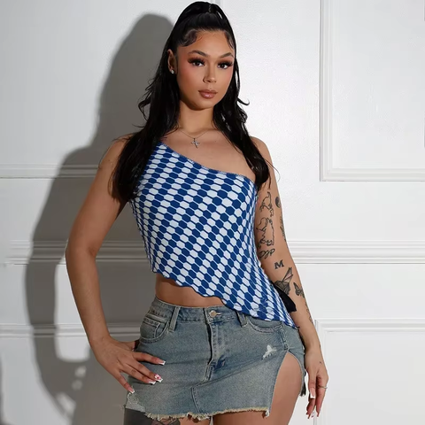 New Fashionable Design Small Cuffed Sleeveless Crossbody Top CODE: KAR3857