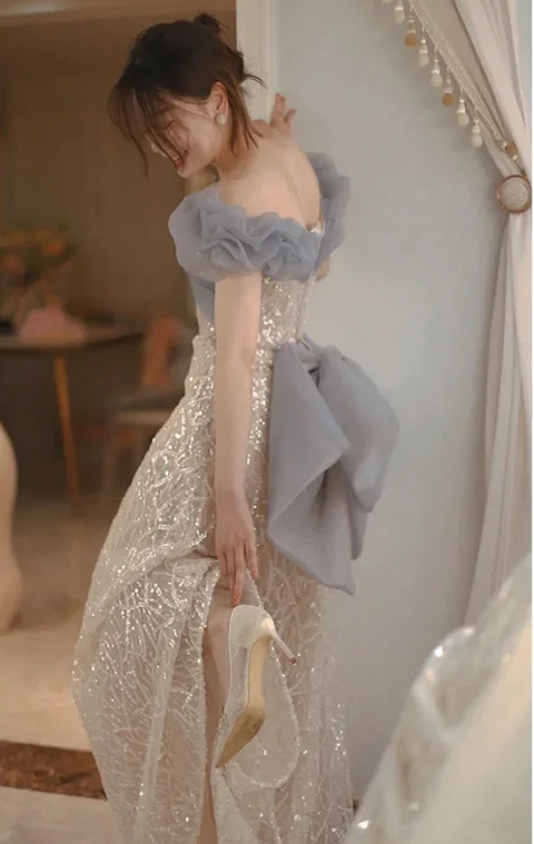 New Off-Shoulder Mermaid Sparkly Lace Long Dresses CODE: KAR3862