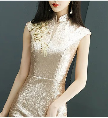 New Sexy Sequined Stand Collar Slit Mermaid Party Maxi Dresses CODE: KAR3863