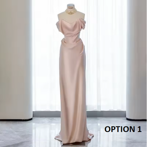 New One Shoulder Simple Satin Off The Party Dress CODE: KAR3864