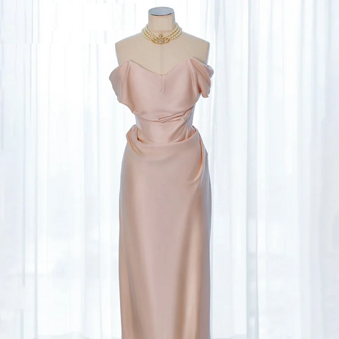 New One Shoulder Simple Satin Off The Party Dress CODE: KAR3864