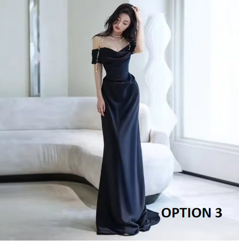 New One Shoulder Simple Satin Off The Party Dress CODE: KAR3864