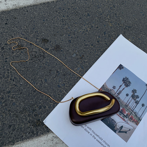 New Gold Closure Box Clutch handbag CODE: KAR3866