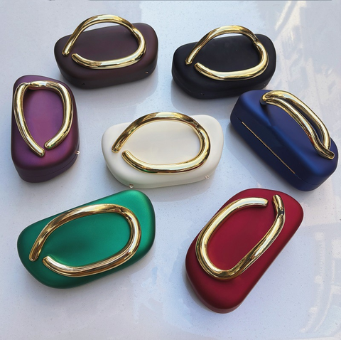 New Gold Closure Box Clutch handbag CODE: KAR3866