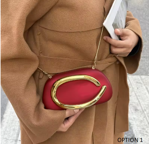 New Gold Closure Box Clutch handbag CODE: KAR3866