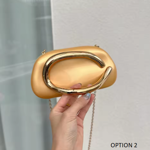 New Gold Closure Box Clutch handbag CODE: KAR3866