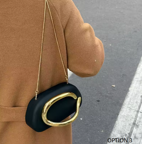 New Gold Closure Box Clutch handbag CODE: KAR3866