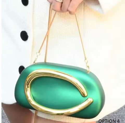 New Gold Closure Box Clutch handbag CODE: KAR3866