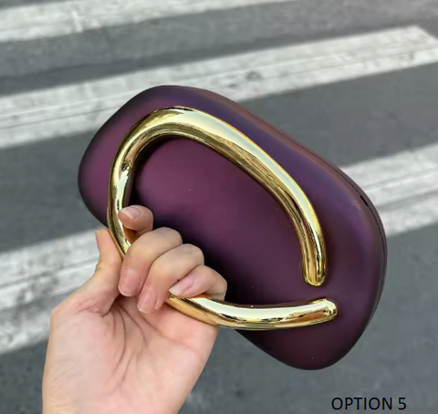 New Gold Closure Box Clutch handbag CODE: KAR3866