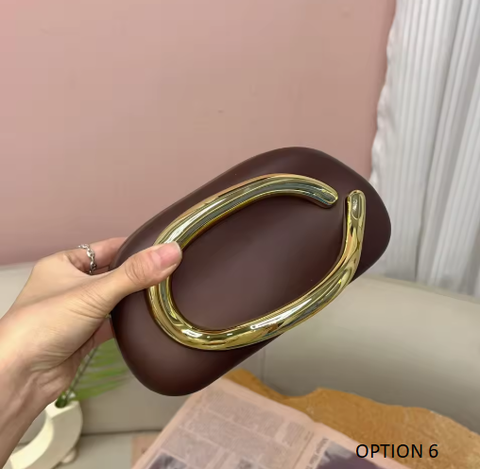 New Gold Closure Box Clutch handbag CODE: KAR3866