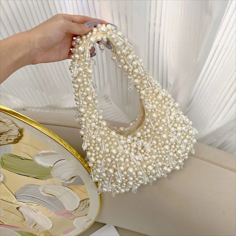 New Pearl Beaded Handmade party Handbag CODE: KAR3868