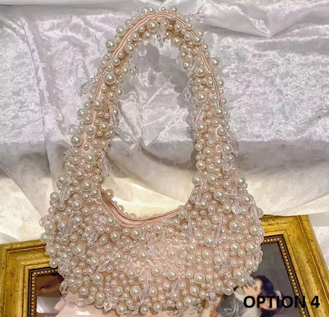 New Pearl Beaded Handmade party Handbag CODE: KAR3868