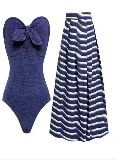 New Stylish One Piece Swimsuit and Skirt CODE: KAR3881