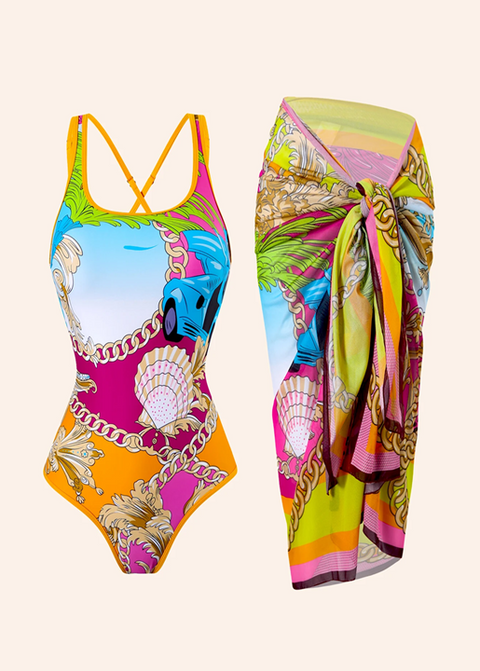 New back cross two-piece swimsuit CODE: KAR3883
