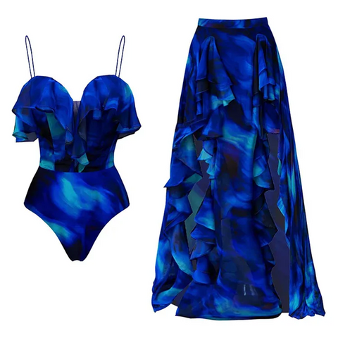 New Ruffle One Piece Swimsuit and Skirt C0DE: KAR3884