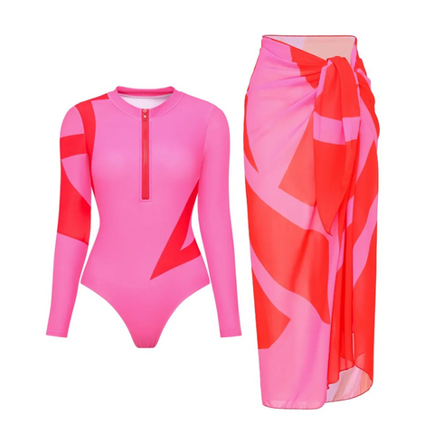 New Sexy Long Sleeve With Cover Up Swimsuit and Skirt CODE: KAR3885