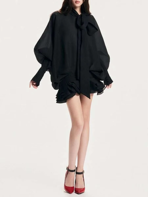 New Fashion O Neck Long Sleeve Mini Dress CODE: KAR3888