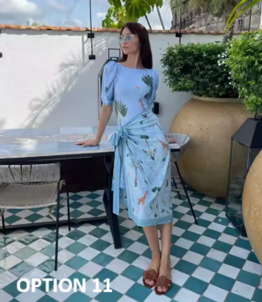 New Digital Print Long Sleeve AND Half Sleeve One Piece With Skirt Swimwear Set CODE: KAR3895