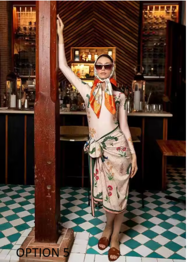 New Digital Print Long Sleeve AND Half Sleeve One Piece With Skirt Swimwear Set CODE: KAR3895