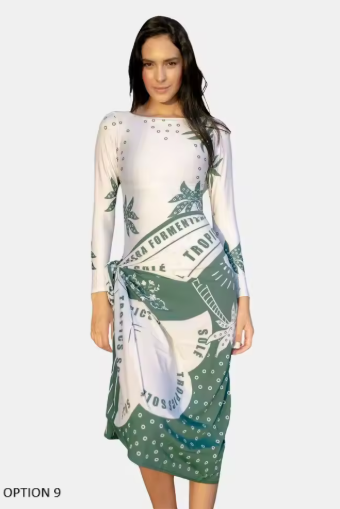 New Digital Print Long Sleeve AND Half Sleeve One Piece With Skirt Swimwear Set CODE: KAR3895