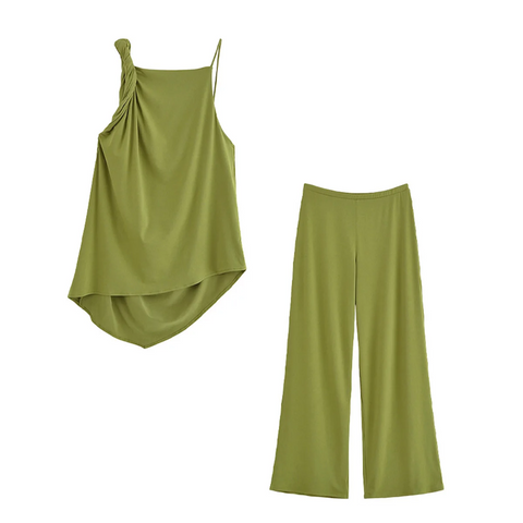 New Backless Top With Solid Wide-leg Pant Set CODE: KAR3901