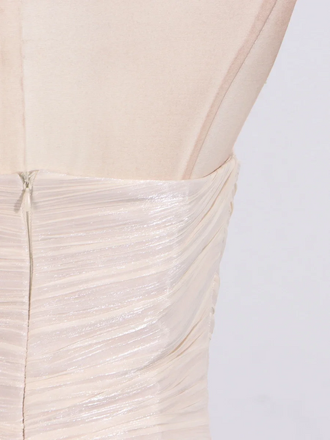 New Strapless Sleeveless Patchwork Folds Midi Dress CODE: KAR3905