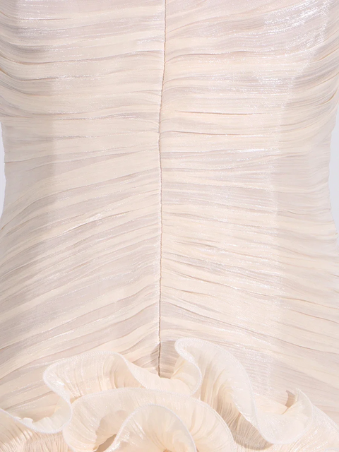 New Strapless Sleeveless Patchwork Folds Midi Dress CODE: KAR3905