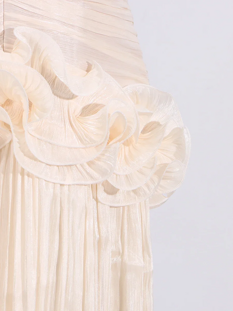 New Strapless Sleeveless Patchwork Folds Midi Dress CODE: KAR3905