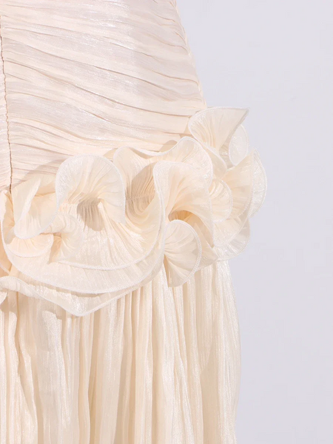 New Strapless Sleeveless Patchwork Folds Midi Dress CODE: KAR3905