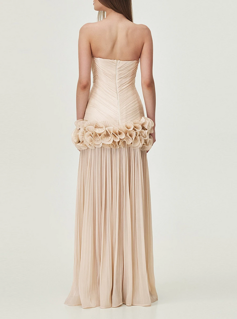 New Strapless Sleeveless Patchwork Folds Midi Dress CODE: KAR3905