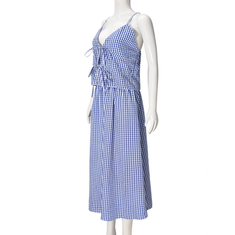 New Sweet Front Lace Up Tops - Long Skirt 2Piece Set CODE: KAR3908