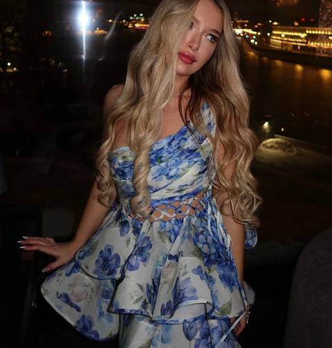 New Printng Sleeveless High Waist Mini Dress CODE: KAR3909