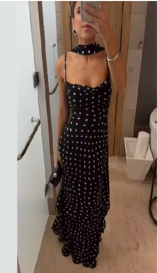 New Luxury Sleeveless Long Dress with Scarf CODE: KAR3911