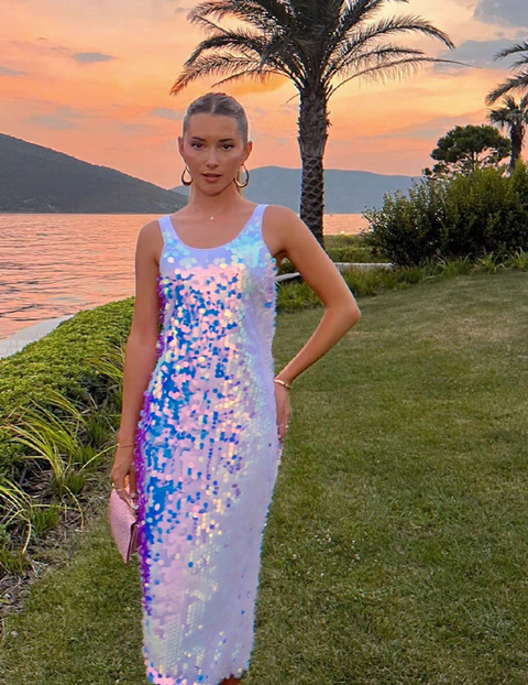 New Shiny Sparkling Sleeveless Slim Party Long Dress CODE: KAR3913