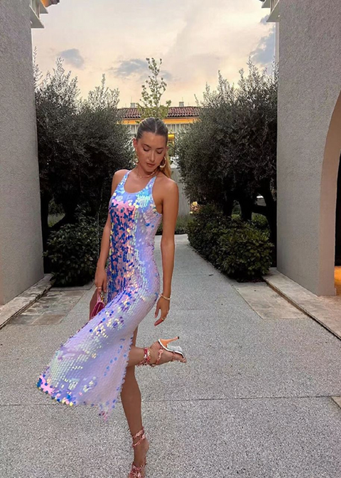 New Shiny Sparkling Sleeveless Slim Party Long Dress CODE: KAR3913