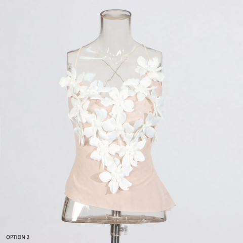 New Fancy Mesh Liner Backless Crop Top CODE: KAR3917