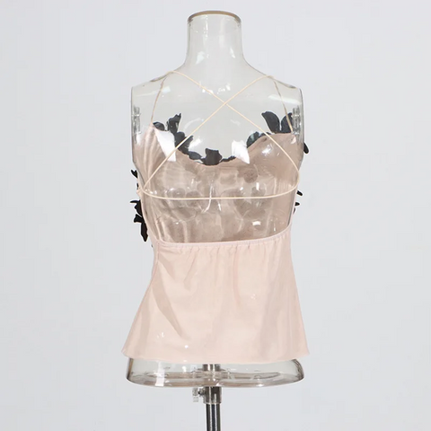 New Fancy Mesh Liner Backless Crop Top CODE: KAR3917