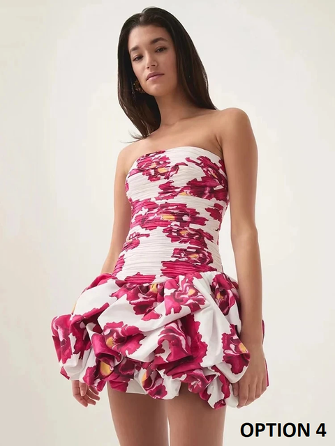 New sexy Strapless Printed Sleeveless High Waist Patchwork A-line Short Dress CODE: KAR3919