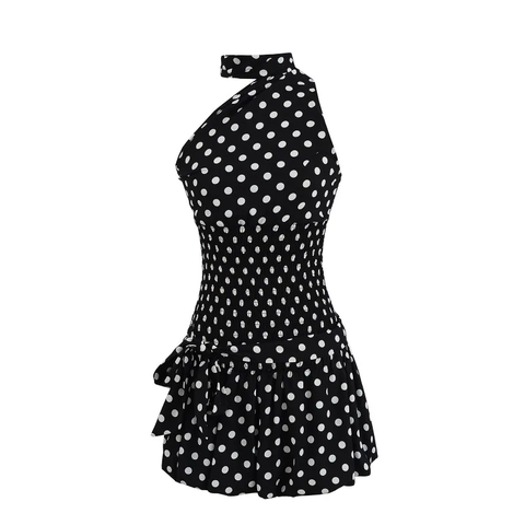 New Polka Dot Halter Tie Bow Sashes Elastic Waist two piece sets CODE: KAR3921