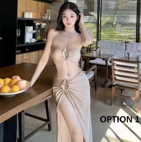 New Fashion Sexy Neckline & Elegant Long Dress Swimming Set CODE: KAR3923