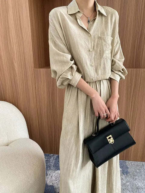 New Fashion Tencel Stir Fried Tie Dye Relaxed Shirt And Pants Two-piece Set CODE: KAR3924