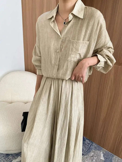 New Fashion Tencel Stir Fried Tie Dye Relaxed Shirt And Pants Two-piece Set CODE: KAR3924