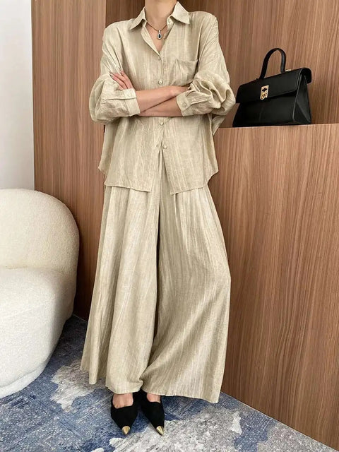 New Fashion Tencel Stir Fried Tie Dye Relaxed Shirt And Pants Two-piece Set CODE: KAR3924
