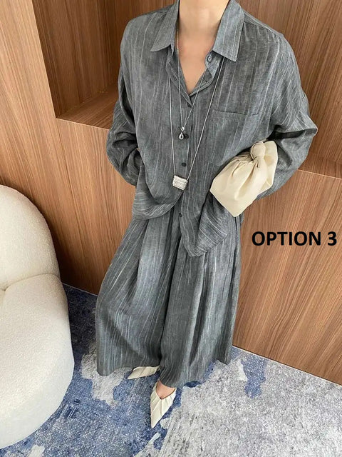 New Fashion Tencel Stir Fried Tie Dye Relaxed Shirt And Pants Two-piece Set CODE: KAR3924