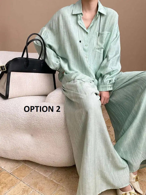 New Fashion Tencel Stir Fried Tie Dye Relaxed Shirt And Pants Two-piece Set CODE: KAR3924
