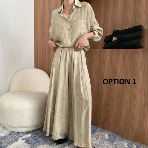 New Fashion Tencel Stir Fried Tie Dye Relaxed Shirt And Pants Two-piece Set CODE: KAR3924